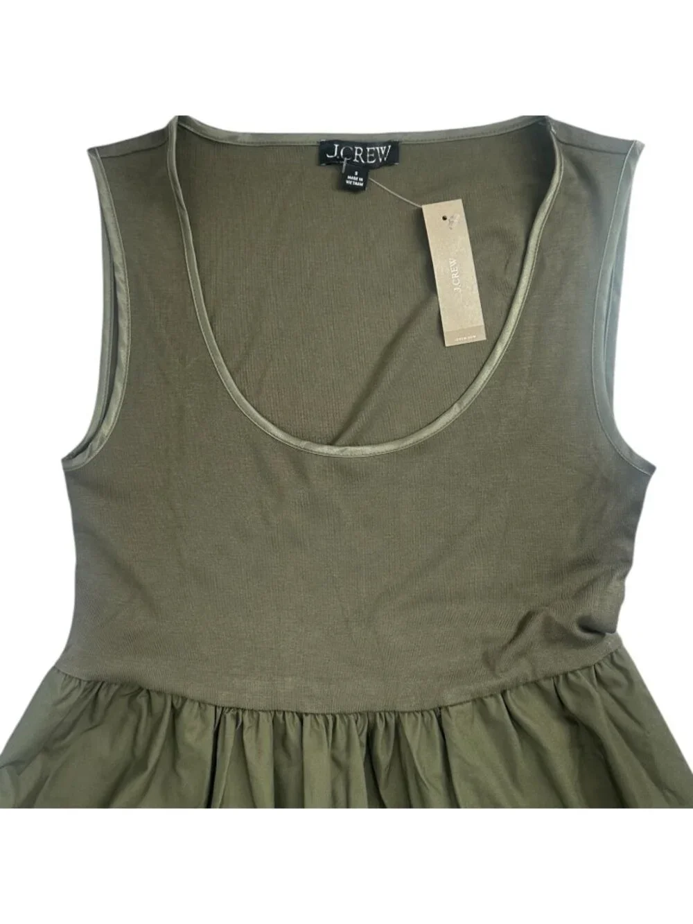 J.Crew Dress Small Green Dark Capers Scoopneck Mixy Maxi Minimalist Preppy NWT